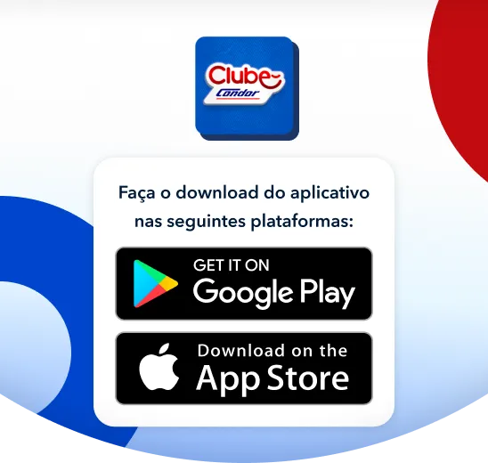 QR Code para baixar o app Clube Condor no Google Play e Apple Store.